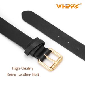 WHIPPY Women's Leather Belts for Jeans Pants Casual Ladies Belt Fashion Vintage Pin Buckle Belt for Women, Black, S