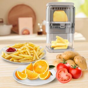 French Fry Cutter 4-in-1 Food Dicer Chop Box, Potato Cutter for Fries Potato French Fry Onion Cutter Food Chopper Manual Hand Vegetable Cutter Dicer Apple Slicer, 4 Blades