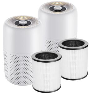 (2 pack p60 air purifier + 2 pack p60 hepa air filter combo purchase),tplmb air purifiers for bedroom,h13 hepa filters,aromatherapy for better sleep,24db filtration system, p60 white.