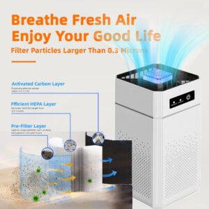 2 Pack Air Purifiers for Bedroom HEPA Air Purifier With Aromatherapy Function For Pet Smoke Pollen Dander Hair 20dB Air Cleaner For Office Living Room/Kitchen