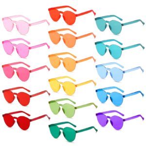 Matcheck 16 Round Shaped Rimless Sunglasses Transparent Candy Mixed Color Glasses Clear Party Eyewear for Women