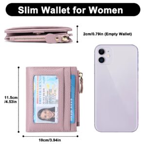 FALAN MULE Small Womens Wallet Genuine Leather Bifold Card Holder RFID Blocking with Zipper Coin Pocket