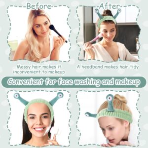 Face Wash Headband, Palm and Snail Spa Hair Bands Makeup Headbands Women Cartoon Cute Coral Fleece Elastic Headband Creative Hair Accessories for Washing Face Shower Sports Beauty Skincare