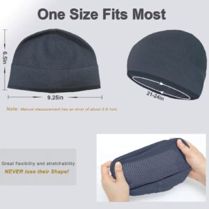 2Pcs Breathable Skull Cap Helmet Liner Running Beanie, Knit Thermal Stocking Night Sleep Cap Beanies Black Gifts for Men Women Chemo Cancer(Black/Graphite)