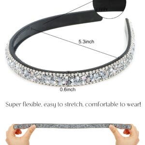 Wecoe Rhinestone Headband Women Silver Grey Comb Headband with Teeth Bling Sparkly Beaded Headband Non Slip Fashion Hair Band Birthday Holiday Homecoming Hair Accessories For Women Girls Gifts