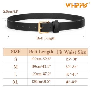 WHIPPY Women's Leather Belts for Jeans Pants Casual Ladies Belt Fashion Vintage Pin Buckle Belt for Women, Black, S