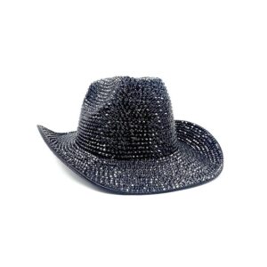 happyera bling rhinestone western cowboy hat women glitter cowgirl hat for party hat - black