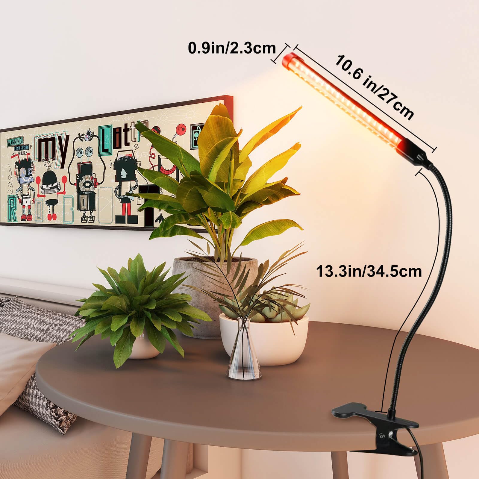 JINHONGTO 2024 Upgraded Plant Light, 1000 Lumen Clip On Grow Light 1-Head with 4/8/12H Timer Function, Grow Lights for Indoor Plants Full Spectrum, Bright Plant Growing Lamp with 42PCS White Red LEDs