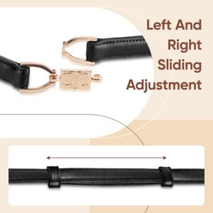 LIUYULIN Women Leather Belts for Dress Jeans Belt with Gold Buckle Skinny Waist Adjustable Belts for Lady, Black