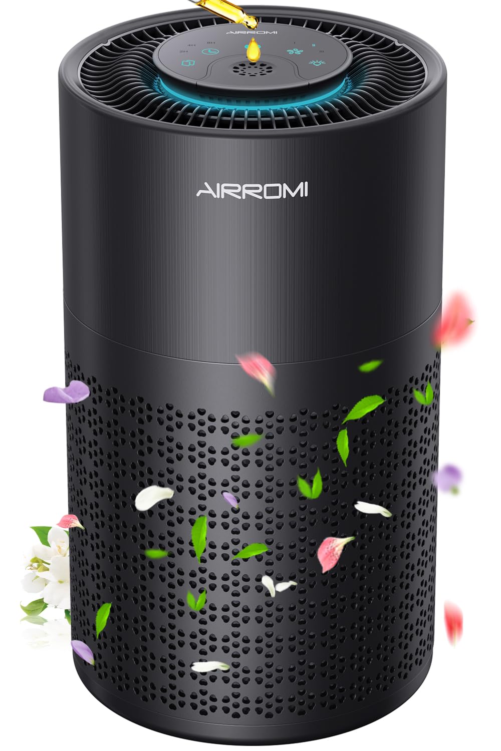 AIRROMI Air Purifiers with an Extrea Filter Covers Up to 990 sqft, Air Cleaner with Fragrance Sponge for Allergens Dust, Smoke, Odor, Dander, Pollen, H13 True HEPA 3-in-1 Filte (black)