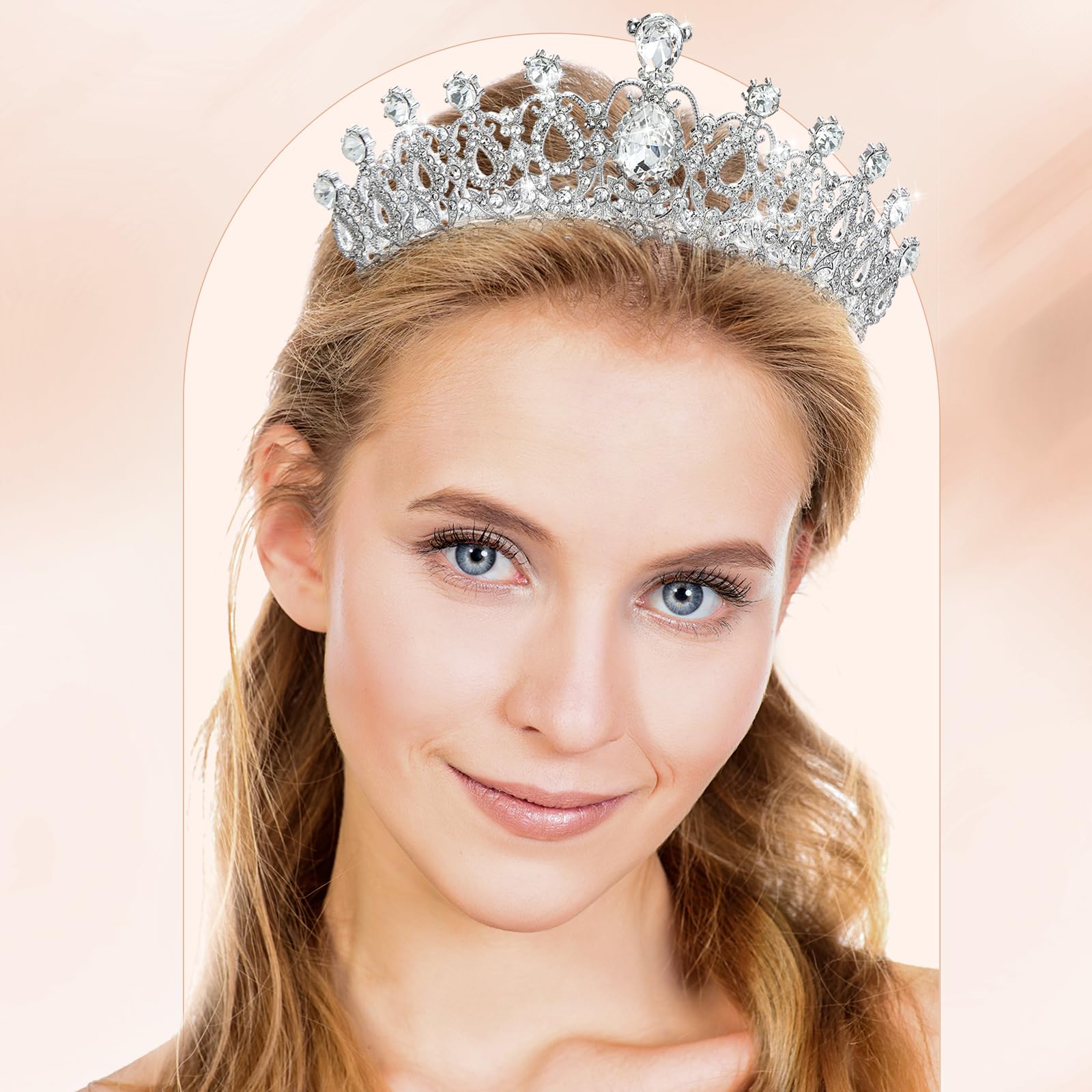 Landical 15 Pcs Silver Tiara and Crowns for Women Crystal Tiara Crown Headband with Comb Rhinestone Queen Princess Crown Hair Accessories for Christmas Bridal Party Prom Costume Cosplay Gifts