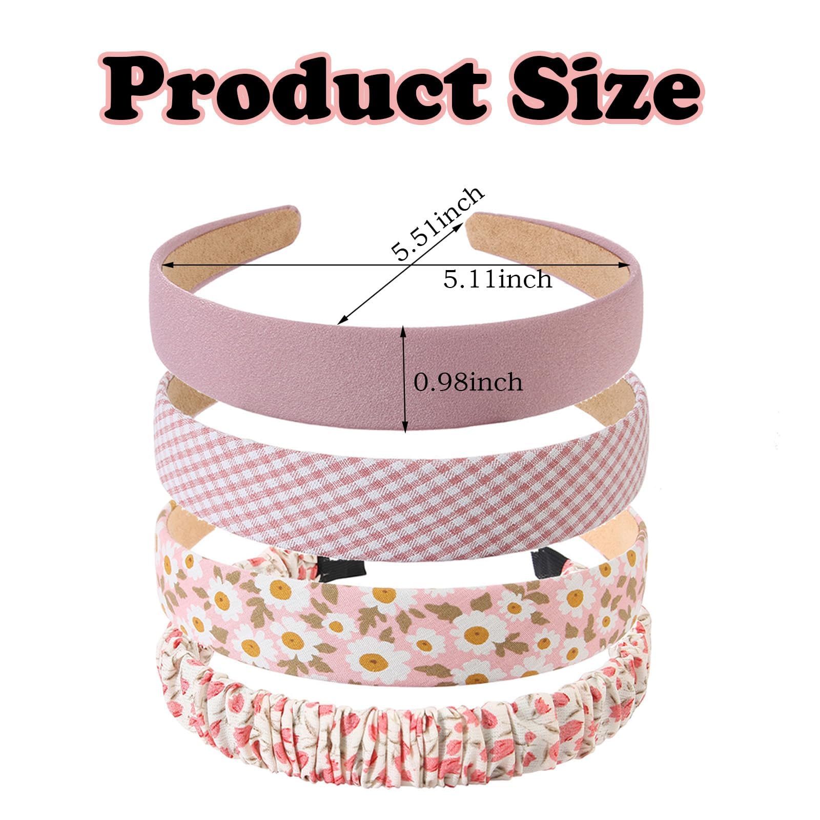 LYDZTION 16PCS Kawaii Headbands Collection: Multi-Color Floral and Plaid Hair Accessories for Women and Girls