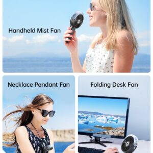 SWEETFULL Portable Misting Fan - 180° Foldable Handheld Personal Fan with Mist Spray, 3 Speeds, 30ml Water Tank, USB Rechargeable for Travel, Outdoors, Makeup, Camping, Home, and Office Use