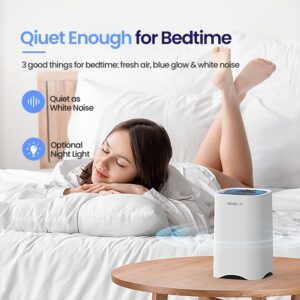 ROSEKM Small Air Purifiers for Desktop, HEPA Air Purifiers for Office, Bedroom, Home, Car, Small Room, Mini Air Purifier Air Cleaner for Smoke, Dust with Fragrance Sponge & Night Light