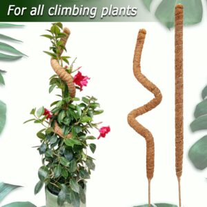 28 Inch Moss Pole, 2 Pack Bendable Moss Pole for Plants Monstera, Moss Poles for Climbing Plants Indoor, Handmade Coco Coir Plant Pole Sticks Support Stakes for Potted Plants