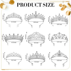 Landical 15 Pcs Silver Tiara and Crowns for Women Crystal Tiara Crown Headband with Comb Rhinestone Queen Princess Crown Hair Accessories for Christmas Bridal Party Prom Costume Cosplay Gifts