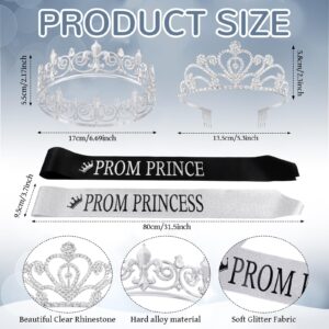 Saintrygo Prom Prince and Princess Crown Set with Sashes 80s Prom Party Favors for Halloween Cosplay 2024 Graduation(Nostalgic Style)