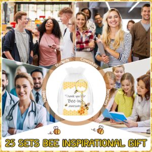 Landical 25 Sets Employee Appreciation Gift Cute Keychains Thank You Cards and Organza Bag Inspirational Gifts for Coworker (Bee)