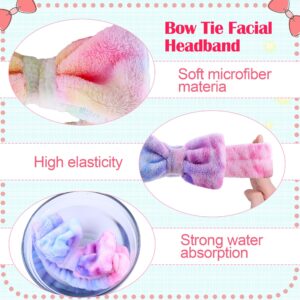 WSYUB Spa and Makeup Headband Set - Gorgeous Tie Dye Color Cosmetic Headband and Absorbent Wrist Towels for Skincare, Face Washing, and Makeup Application (6 pcs)