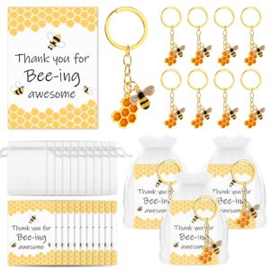 landical 25 sets employee appreciation gift cute keychains thank you cards and organza bag inspirational gifts for coworker (bee)