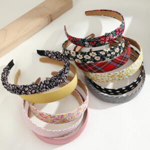 LYDZTION 16PCS Kawaii Headbands Collection: Multi-Color Floral and Plaid Hair Accessories for Women and Girls