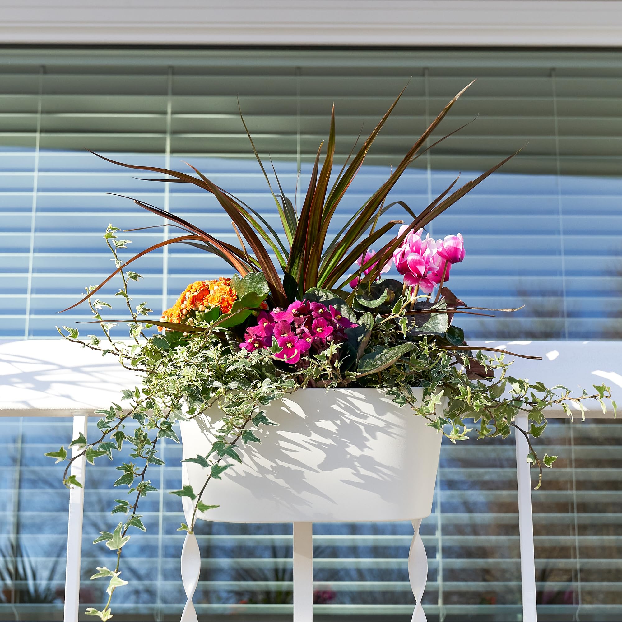 Beautiful Hanging Flower Pots for Outside Railing Or Fence - Stylish Set of 3 Outdoor Planters For Any Balcony, Porch or Deck - Window Planter Boxes Are Perfect to Grow Fresh Herbs & Flowers at Home