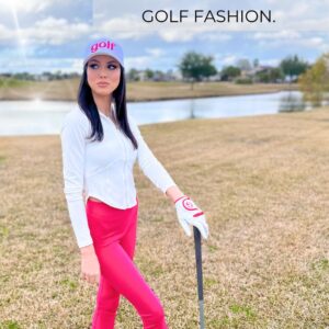 Women's Golf Hat White Ballcap with Pink Accent - Trendy Apparel for Woman, Adjustable Ball Cap, Women, Ladies Cute Golf Gear Apparel Caps - One Size Fits All Unisex