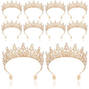 wavyknot 10 pieces crown tiara for women crystal headband with comb princess rhinestone queen crown bridal hair accessories jewelry for women prom birthday party wedding gifts(gold)