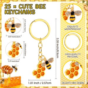 Landical 25 Sets Employee Appreciation Gift Cute Keychains Thank You Cards and Organza Bag Inspirational Gifts for Coworker (Bee)