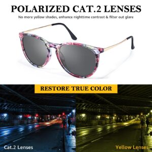 Myiaur CAT.2 Night Driving Glasses for Women Men, Polarized Night Vision Glasses Sunglasses Reduce Glare for Day & Night M8859