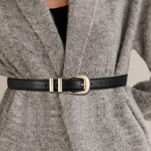 YooAi Womens Belt Fashion Leather Wais Belt for Jeans Pants Dresses with Gold Buckle Black 100 S