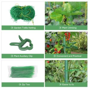 2 PCS Cucumber Trellis for Climbing Plants Outdoor, Garden Trellis for Raised Bed Garden,Vegetable Grow Supports with Climbing Net for Tomato Bean Squash, Grape Zucchini (2PCS)