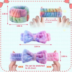 WSYUB Spa and Makeup Headband Set - Gorgeous Tie Dye Color Cosmetic Headband and Absorbent Wrist Towels for Skincare, Face Washing, and Makeup Application (6 pcs)