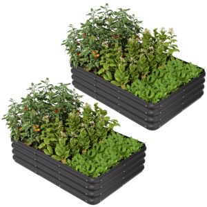 ENJOYBASICS Raised Garden Bed Outdoor, Thickened Bottomless Garden Beds for Gardening, 2 Pack Raised Planter Box for Growing Vegetables, Fruits, Flower, Herb (3x3x1 FT)