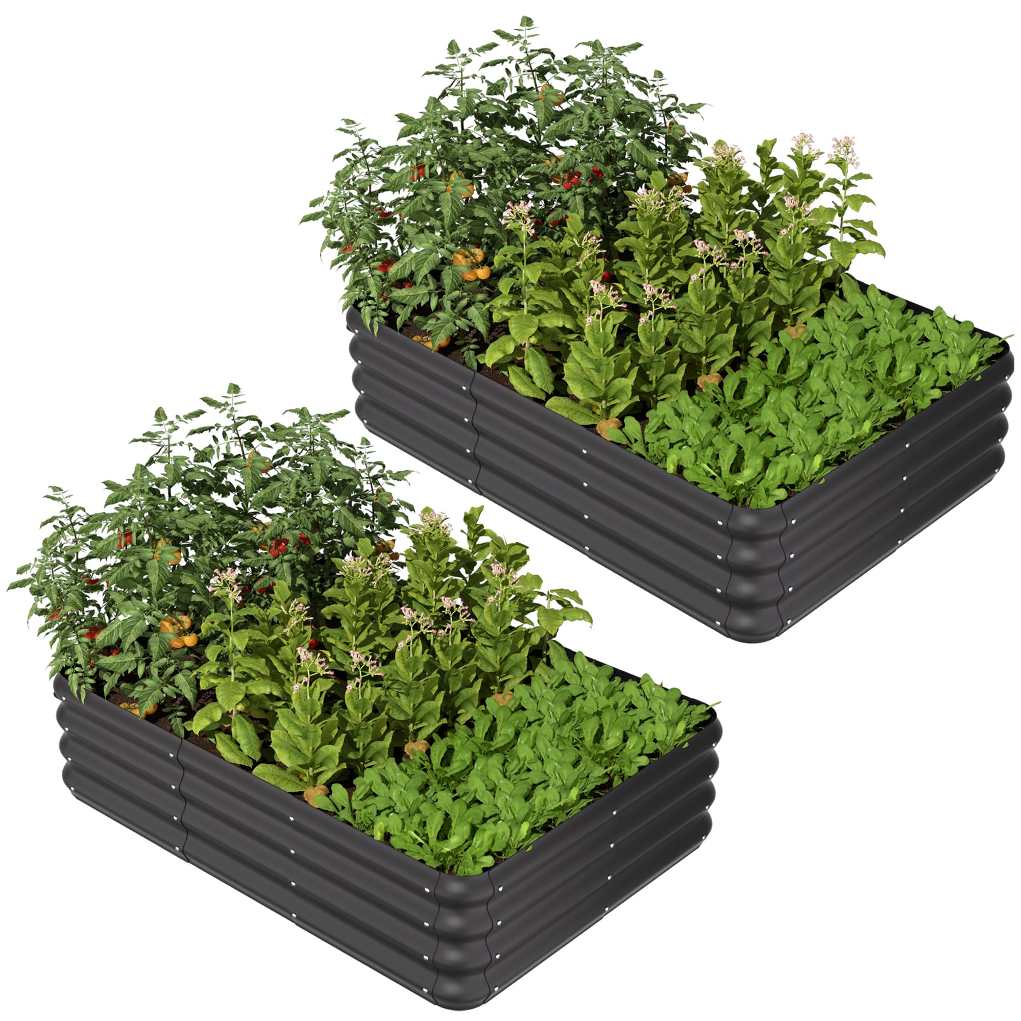 ENJOYBASICS Raised Garden Bed Outdoor, Thickened Bottomless Garden Beds for Gardening, 2 Pack Raised Planter Box for Growing Vegetables, Fruits, Flower, Herb (3x3x1 FT)