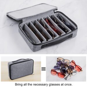 Bukere Travel Sunglasses Organizer Case, Adjustable Slot For Multiple Pairs, Portable Eyeglasses Storage Box for Men Women