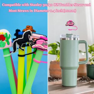 18PCS Straw Cover Cap for Stanley Cup, Cowgirl Straw Topper Compatible with 30&40oz Tumbler with Handle, 10mm 0.4in Dust-Proof Reusable Straw Tips Lids