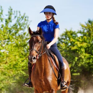 Hercicy 2 Pcs Equestrian Helmet Visor UV Protection Beach Hat Women Men Wide Brim Sun Visor for Horse Riding(Black, Blue)