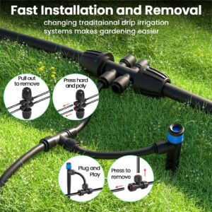 MIXC Drip Irrigation System, 95FT Quick Efficient Connector Garden Irrigation System Plants Watering System For Lawn Patio Raised Bed Automatic Irrigation Equipment With 1/2''&1/4"Tubing,Drip Emitters