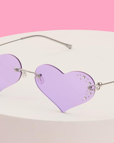 xo, Fetti Purple Heart Rhinestone Sunglasses | Bachelorette Party Sunnies, Birthday Girl Decorations, Guts Concert Accessory, Rave Y2k Supplies, Festival