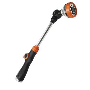 diivoo watering wand heavy duty, metal garden hose wand with 8 spray patterns, 18 inch long hose nozzle sprayer with thumb flow control & 180° adjustable spray angle, ideal for plants,flowers,car