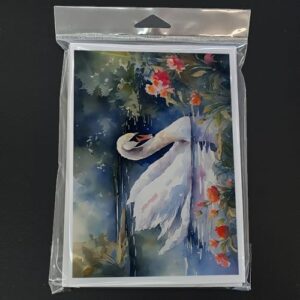 Caroline's Treasures DAC3275GCA7P Swan Greeting Cards Pack of 8 Blank Cards with Envelopes Whimsical A7 Size 5x7 Blank Note Cards