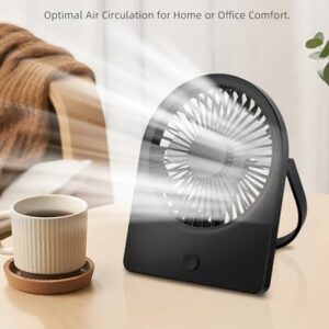 buywoo Portable USB Desk FAN, USB-A Corded Powered Small Personal Fan with 3-speed, Hangable Mini Foldable Desktop Fan with Strong Wind, Ultra Quiet for Home, Office, Desktop, Black