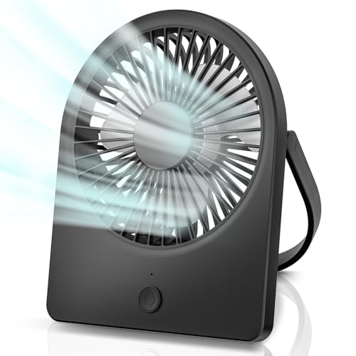 buywoo Portable USB Desk FAN, USB-A Corded Powered Small Personal Fan with 3-speed, Hangable Mini Foldable Desktop Fan with Strong Wind, Ultra Quiet for Home, Office, Desktop, Black