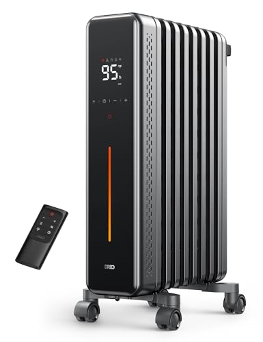 Dreo Oil Filled Radiator Heater, 1500W Electric Heaters for Indoor Use, Safety Heat for Large Room with Remote, 8 Fins, 4 Modes, Digital Thermostat, Overheat & Tip-Over Protection, 24H Timer, Quiet