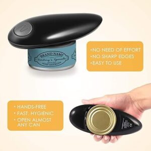 Electric Can Opener One-Touch Start Controlled Can Opener Smooth Edge,Electric Can Openers For Seniors, Arthritis, Electric Can Openers For Kitchen Food-Safe And Sturdy(Black)