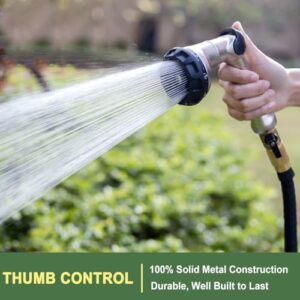 FANHAO Professional Heavy Duty Garden Hose Nozzle, 100% Metal Thumb Control Water Hose Sprayer with 8 Spray Patterns, High Pressure Water Nozzle for Lawn & Plant Watering, Car & Pet Washing