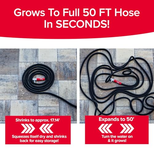 Pocket Hose Silver Bullet 2.0 Expandable Garden Hose 50-FT with Turbo Shot Nozzle, AS-SEEN-ON-TV, Lead-Free, Solid Aluminum Connectors, Easy On/Off Valve, Kink-Free, Leak-Proof