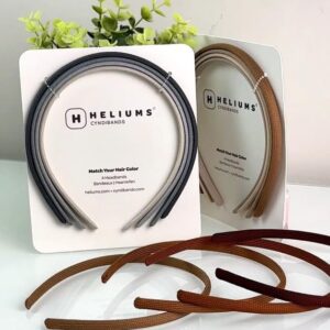 Heliums Thin Headbands For Women - 8mm Skinny Hairbands for Girls, 4 Count, Blends with Hair Color (Dark Blonde, Sandy, Beige and Ash Blonde)