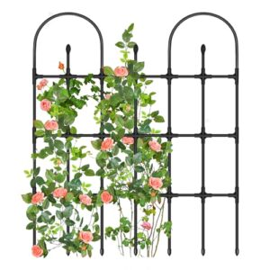 MQHUAYU Garden Trellis for Climbing Plants Outdoor, 47.2" H*38.2" W Rustproof Sturdy Garden Arch Trellis for Potted Climbing Cucumber Tomato Rose Vegetable Flower Plant Trellises(120cm)